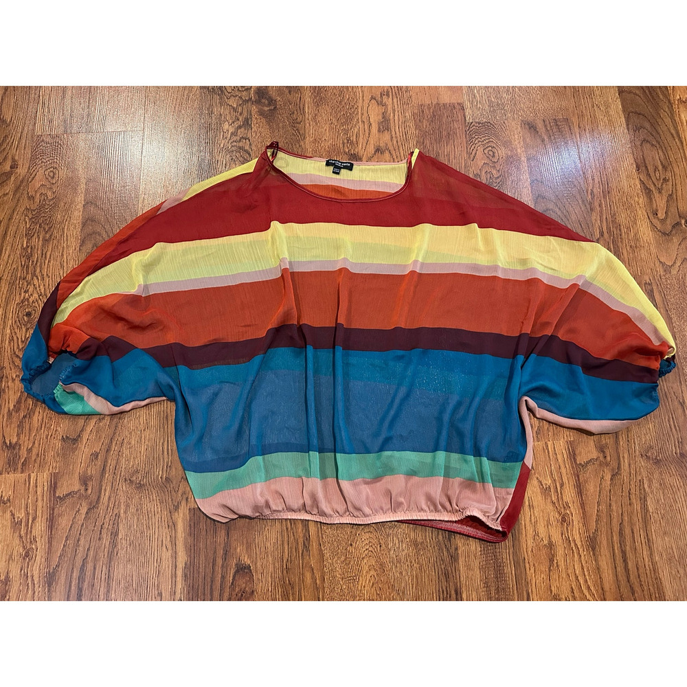 Cha Cha Vente Sheer Colorblock Blouse Women’s Medium Lightweight Top Unique